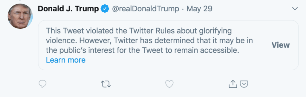 Twitter obscured a Trump tweet