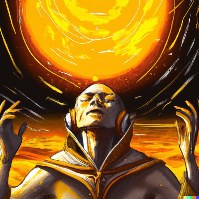 A human basking in the sun of AGI utopia]